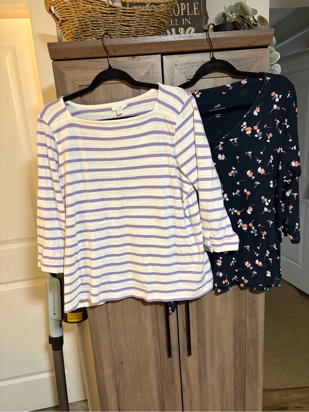J. Jill Lavender striped top and J Jill floral Pima cotton top